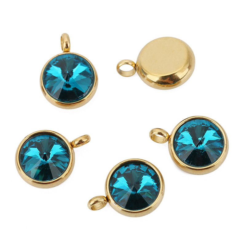 1 Piece Diameter 10mm 304 Stainless Steel Zircon Geometric Pendant display picture 3