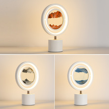 流沙畫台燈創意現代簡約卧室客廳裝飾燈藝術風玻璃3D智能LED燈具