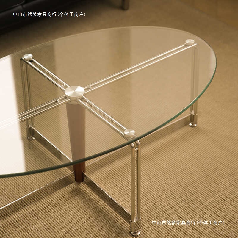 Nórdico retro mesa de té sala de estar ovalada 2023 vidrio inoxidable doméstico muy simple y moderno tipo de casa pequeña