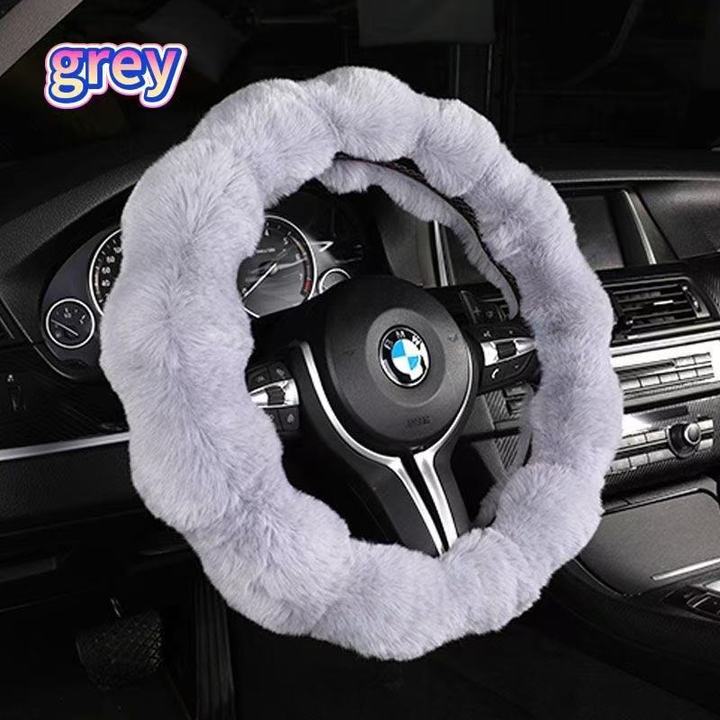 Amazon Cross-Border Labeling Bubble Plush Cartoon Car Sports Steering Wheel Non-Slip Short Hair Winter Warm Handle Cover