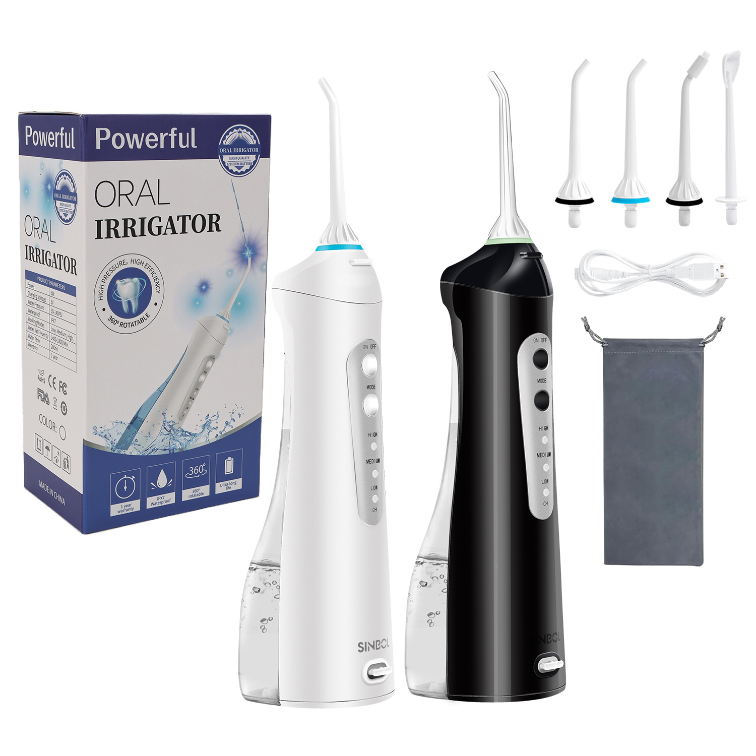 Limpiador de dientes eléctrico transfronterizo de Amazon, hilo dental de agua eléctrico portátil para viajes domésticos