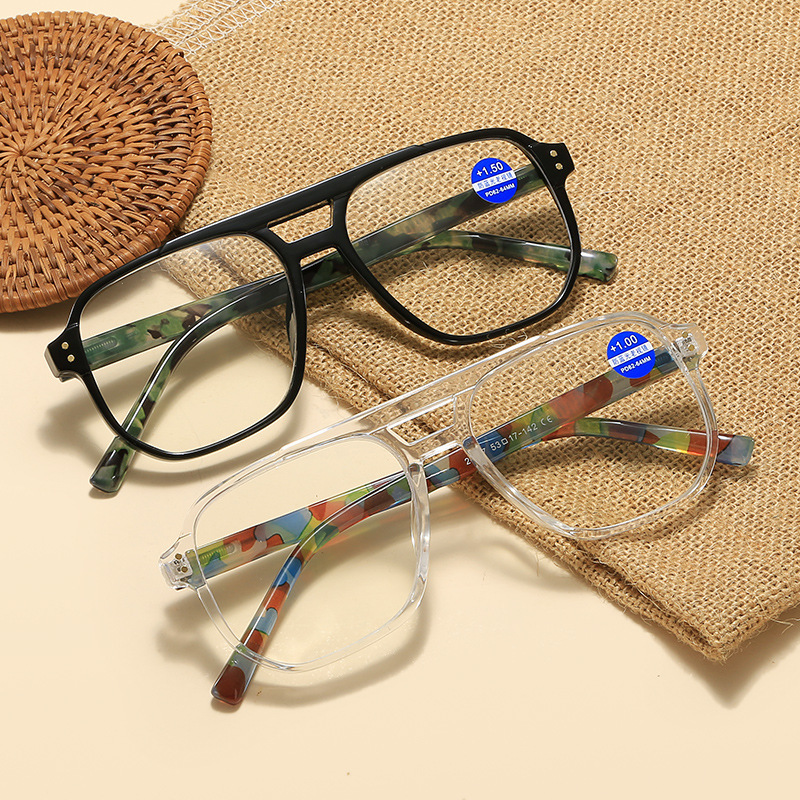 New Square Frame Anti-Blue Light Reading Glasses That Don'T Pinch the Face, Double-Bridge Reading Glasses for Reading Books and Newspapers, Fashionable New Square Frame Anti-Blue Light Reading Glasses That Don'T Pinch the Face, Double-Bridge Reading Glasses for Reading Books and Newspapers, Fashionable
