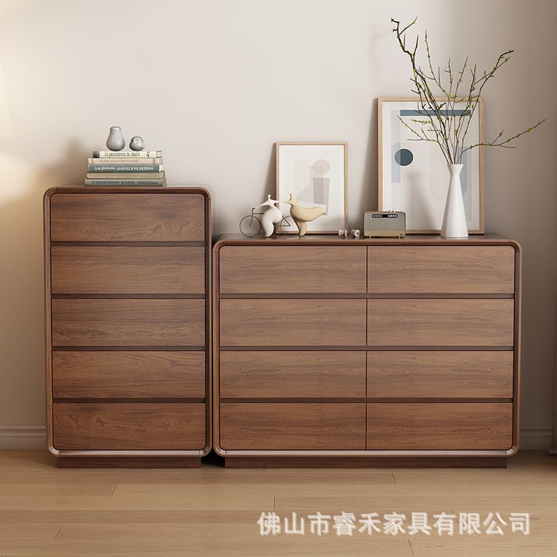 Bedroom Chest of Drawers Storage Cabinet, Master Bedroom End-Of-Bed Storage Cabinet, Living Room Storage Cabinet Against the Wall, Solid Wood Frame, Large Capacity Five-Drawer Dresser Upgrade