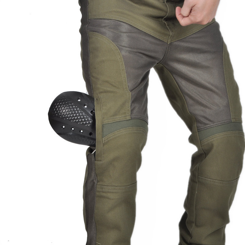 [transpirable] VOLERO jeans de motocicleta hombre verde locomotora malla pantalones de verano de ciclismo protector de silicona
