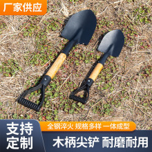 厂家现货木柄不锈钢碳钢尖铲园艺园林工具家用迷你种花种菜小铲子