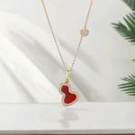 国风新款锆石红葫芦女不掉色项链红玉髓镀K金高级感轻奢小众项链