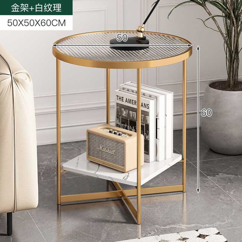Mesa lateral de sofá, sala de estar para el hogar, mesa redonda pequeña, mesa lateral, mesa de centro, lujo ligero, sensación de alta gama, mesa de esquina simple, apartamento pequeño