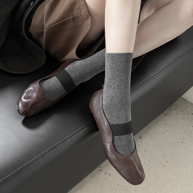 Elephant Pattern First Layer Goatskin French Ballet Mary Jane 2025 Autum Inner Heightening Low Heel Round Toe Genuine Leather Shoes for Women