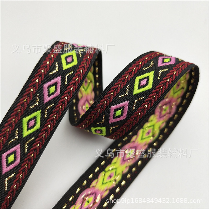 Nuevo 2cm oro de seda en forma de diamante cinta jacquard colorido cuadrado hecho a mano accesorios decorativos bordado ropa cinturón decorativo
