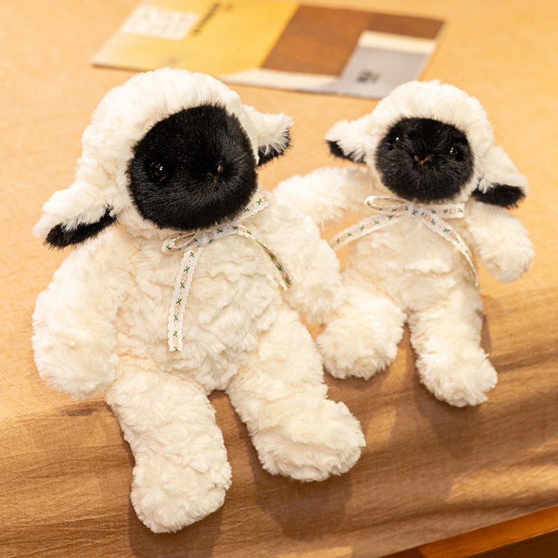 Muñeca de peluche de cordero negro transfronterizo muñeca de tela muñeca de oveja suave almohada calmante zodiacal oveja mujer
