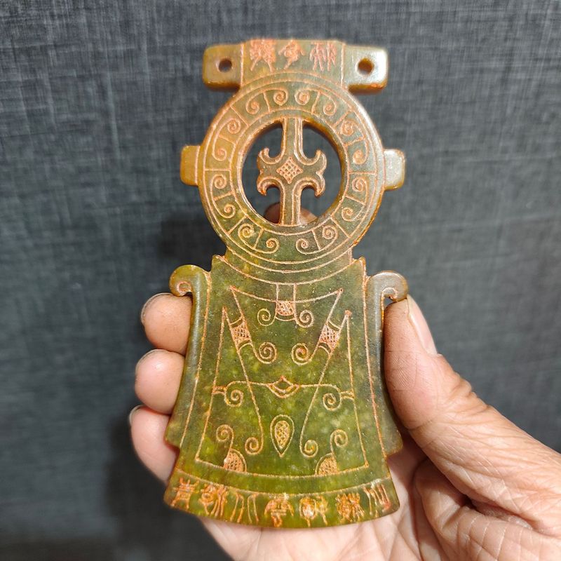 大量批发老岫玉古玩玉器捡漏做旧兽面镂空八卦古玉老玉挂件|undefined