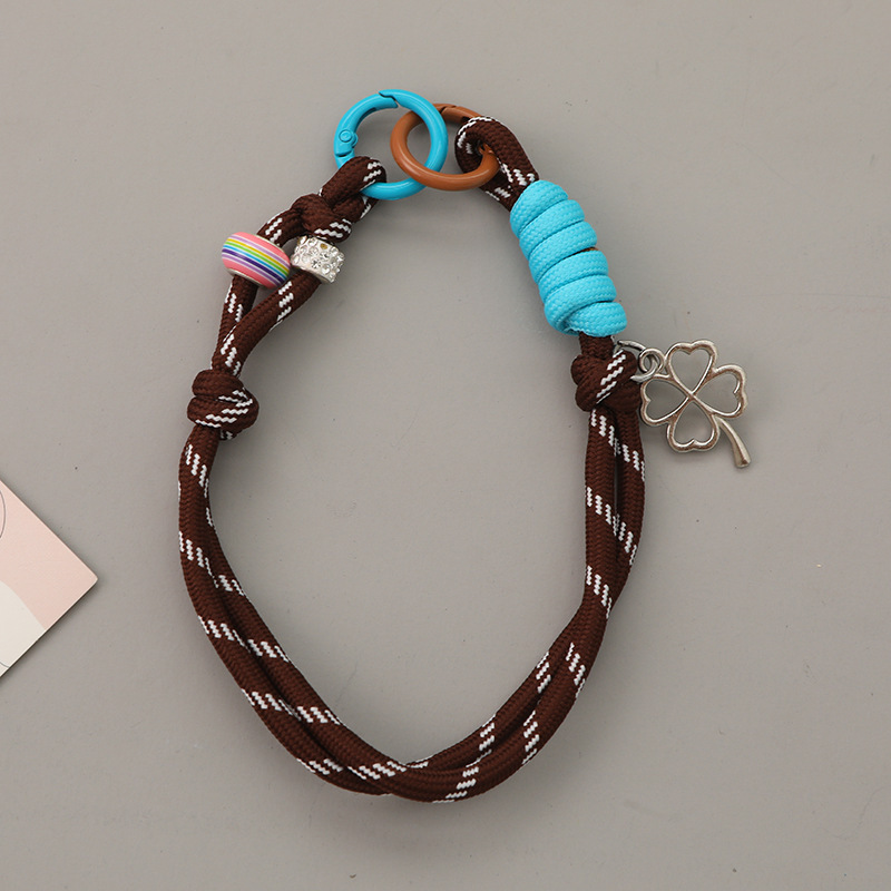 新しい四つ葉のクローバーペンダントフルダイヤモンドビーズ織り携帯電話ストラップバックパック人形装飾ペンダントキーホルダーチェーン|undefined