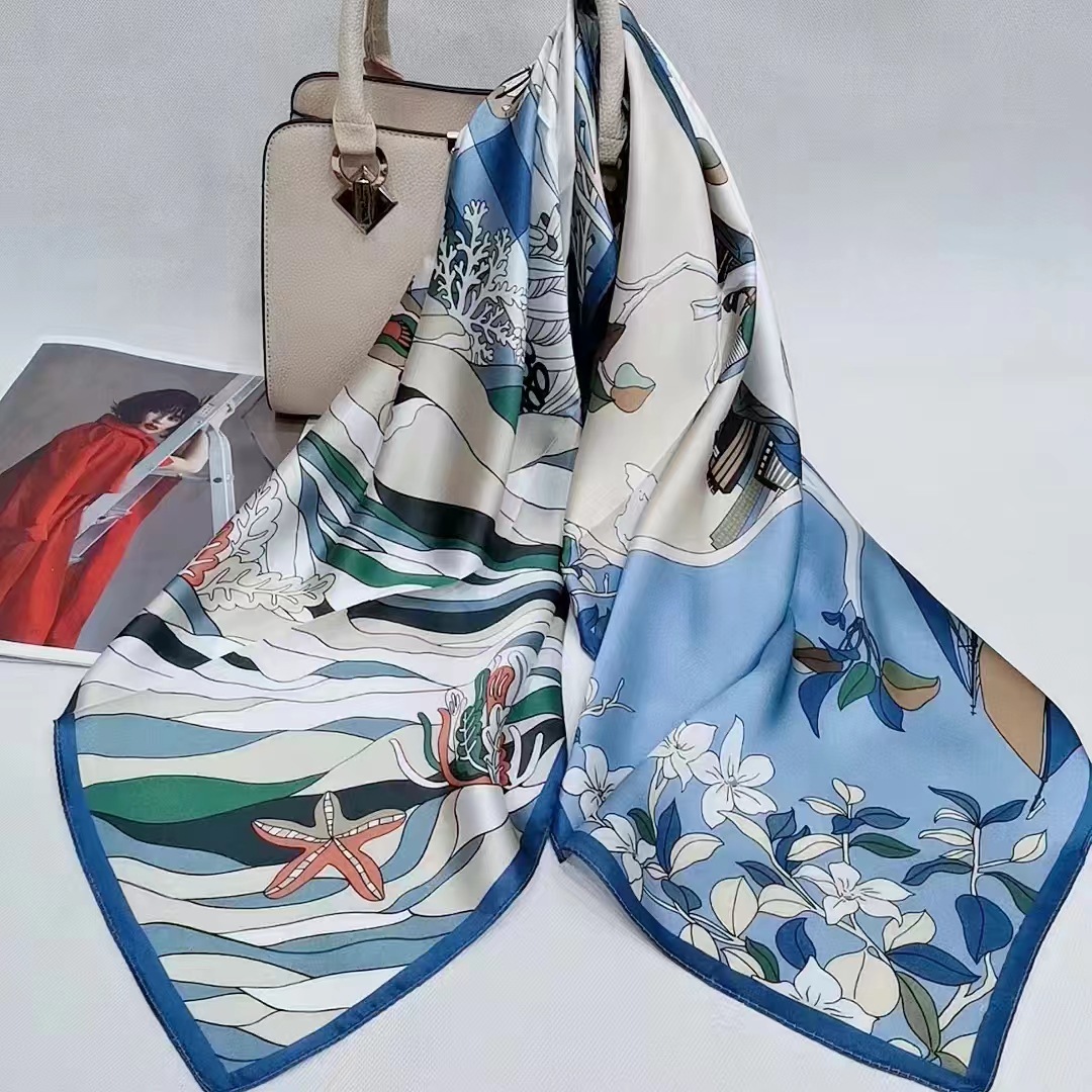 Silk Scarf, Large Square Scarf, Autumn and Winter Style, Mulberry Silk, Women's Shawl, European and American Fashion, Gift for Mom, Light Luxury Style