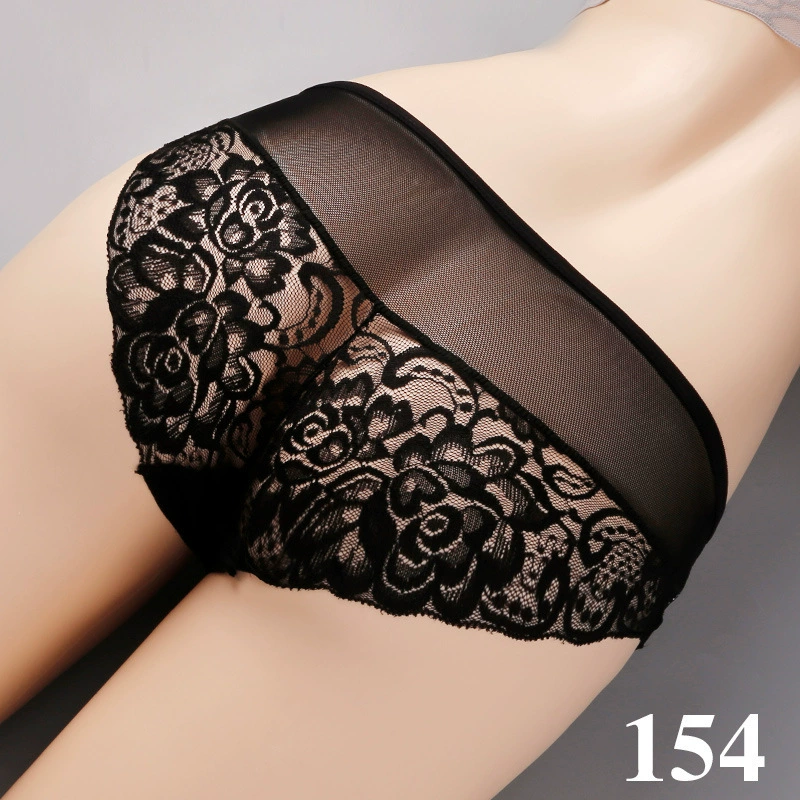 Кружевное женское белье стринги — sexy дышащие легкие трусики, черные, коды рисунков 417–563, M–L