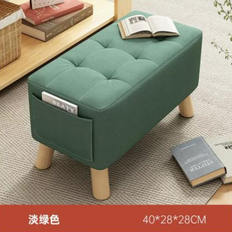 [라이트그린] 파인우드 사각스툴 40*28*28