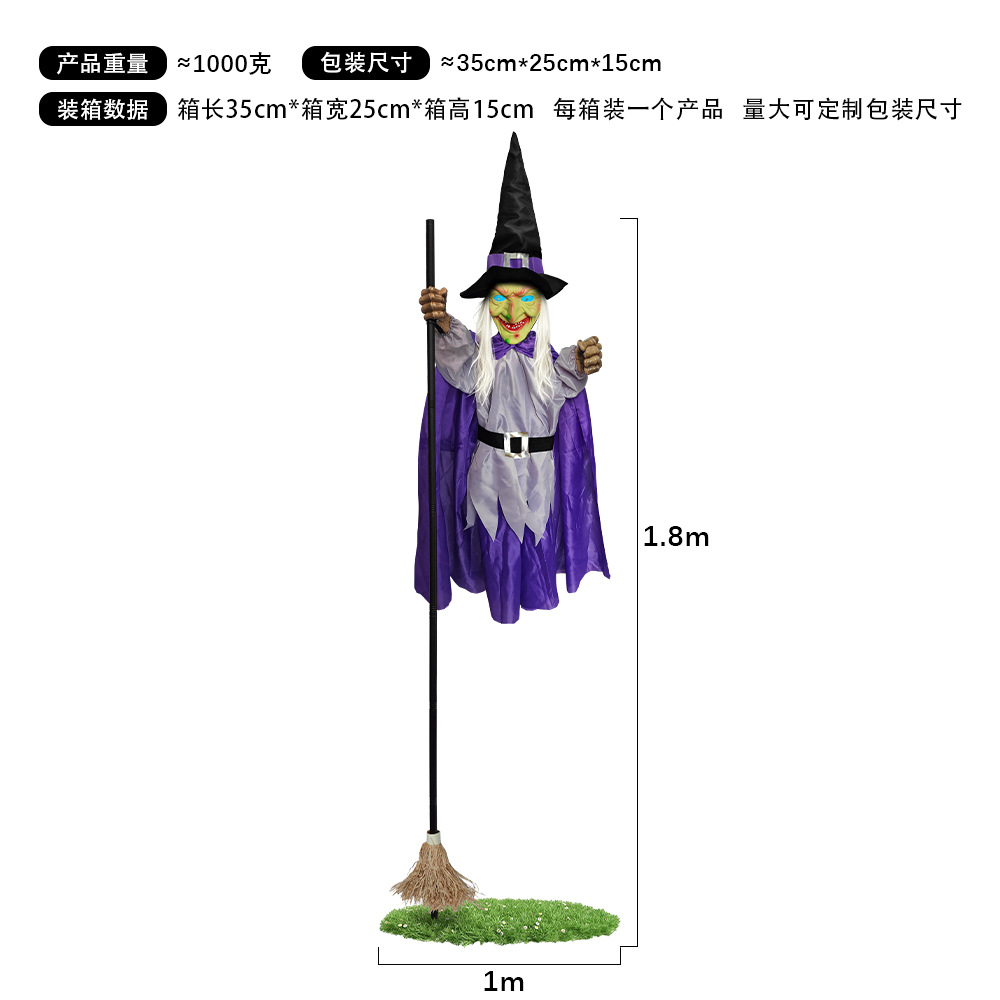 Bruja Colgante Animada de Terror de Tela No Tejida, con Control por Voz y Luz, para Halloween y Casas Embrujadas