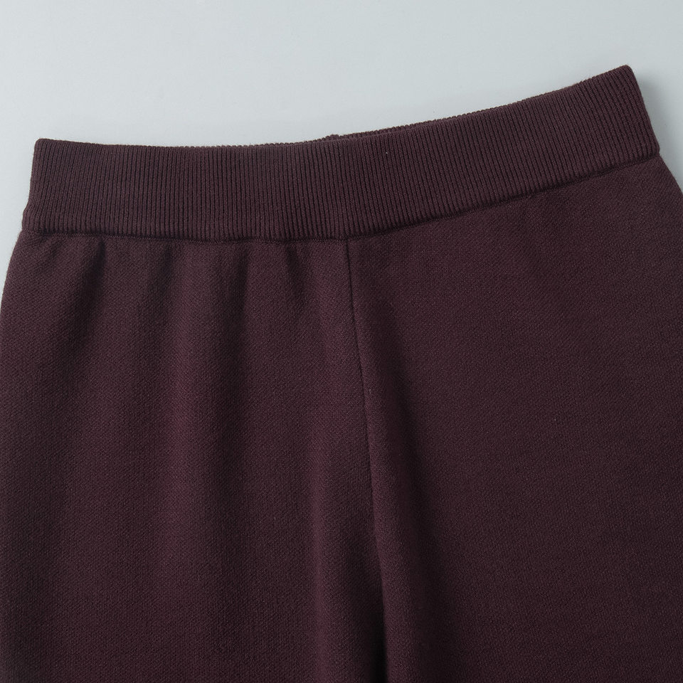 Bộ len dệt kim nữ áo cardigan tay dài quần dài màu trơn — Màu nâu, màu xám, mơ chi tiết 24