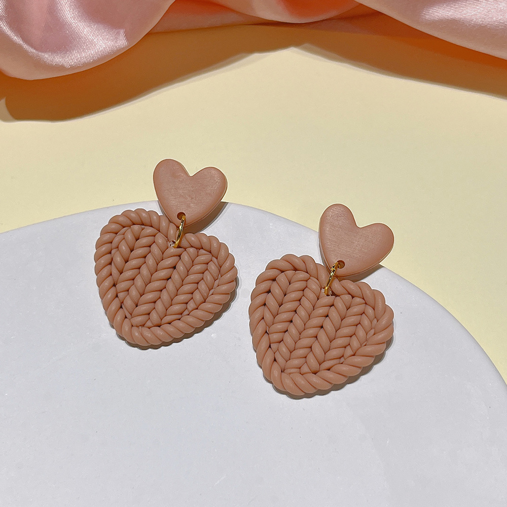 11g Weight Drop Earrings Classification 1 Pair Quantity Daily Occasion soft clay Material Heart Shape Pattern Women'S Gender Handmade Design Simple Style Style Simple Style Heart Shape Soft Clay Handmade Women's Drop Earrings 1 Pair 8