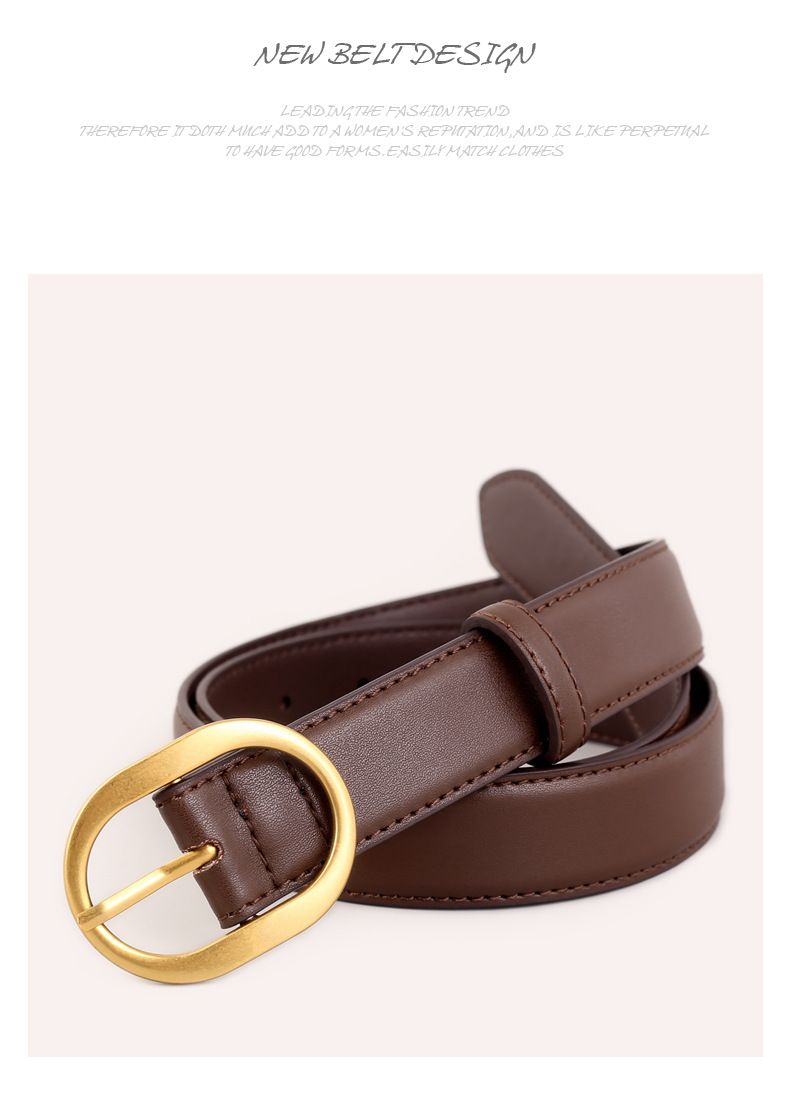 Ceinture en cuir véritable pour femmes, boucle à aiguille, mode polyvalente, pour jeans, loisirs, banlieue, noir, tendance, Stock pour femmes, nouvelle collection 2024_voghion.com