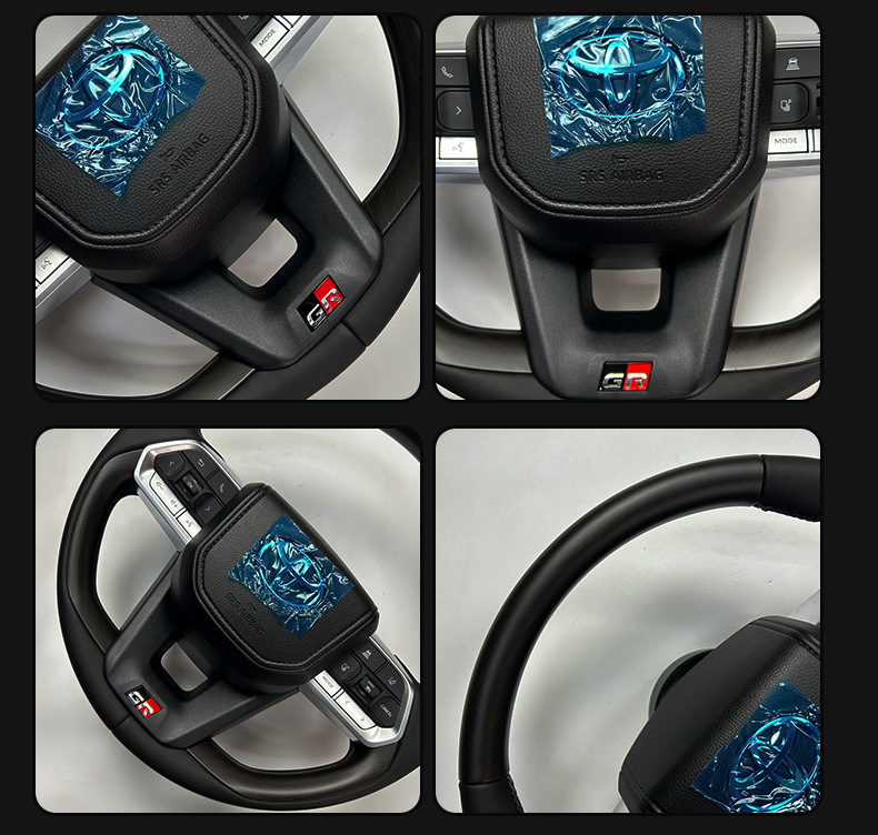 LC300 Black Peach Wood Steering Wheel Assembly Carbon Fiber
