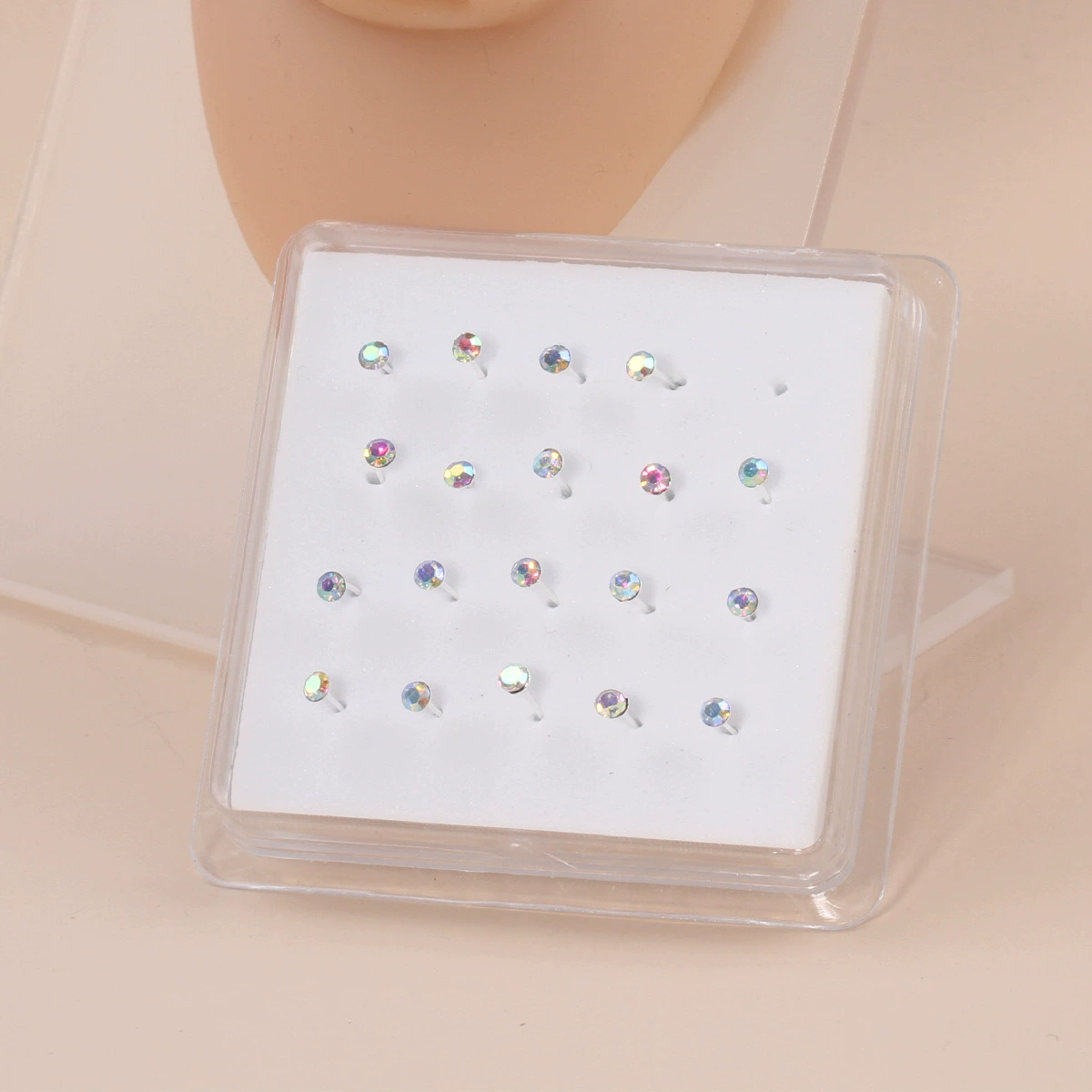 Diamond silver nose piercing, simple and elegant design, European style