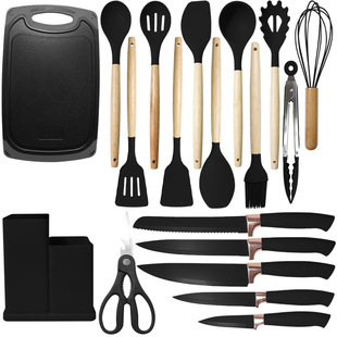 Cross-border silicone spatula soup spoon 19 piece set non-stick silicone spatula household silicone kitchenware cutter suit wholesale