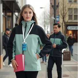 春秋款冲锋衣logo印图刺绣户外运动薄款连帽工作服登山服户外登山