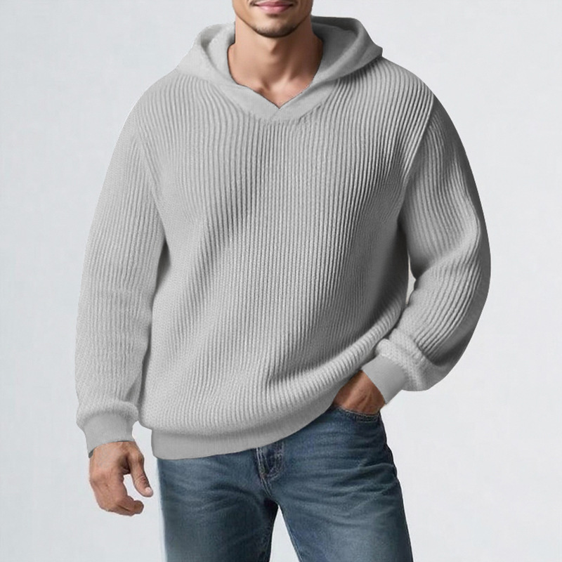 Herren Herbst und Winter Herrenpullover Jugend Kapuzenpullover Herren Einfarbig Lässig All Match Strickpullover Jacke_voghion.com