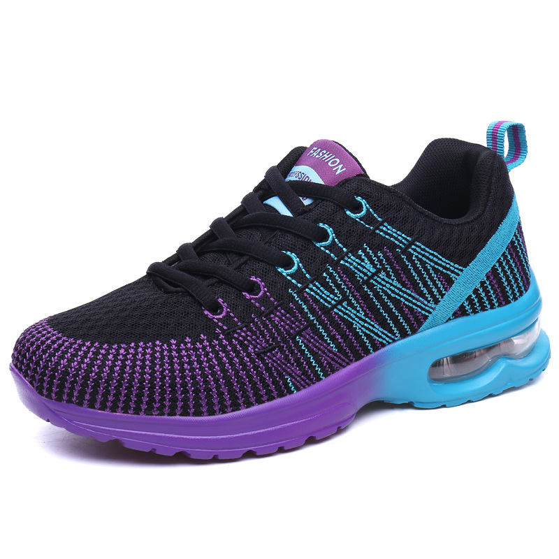 Zapatos de mujer transfronterizos primavera nueva malla voladora tejida transpirable ligero cojín de aire zapatilla de deporte de estilo coreano de las mujeres zapatos de correr casuales para estudiantes