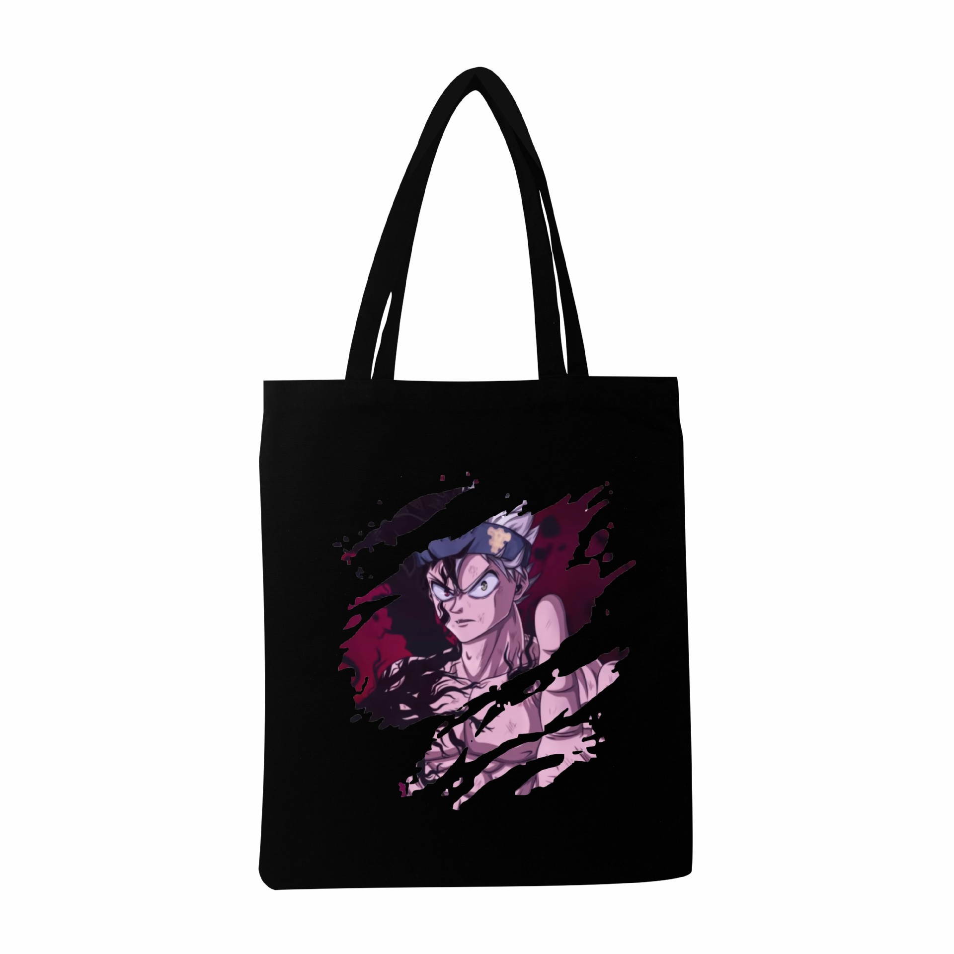 Pedido mínimo de una pieza Bolso bandolera negro Clover Black Clover Bolso de compras portátil creativo Bolso de lona