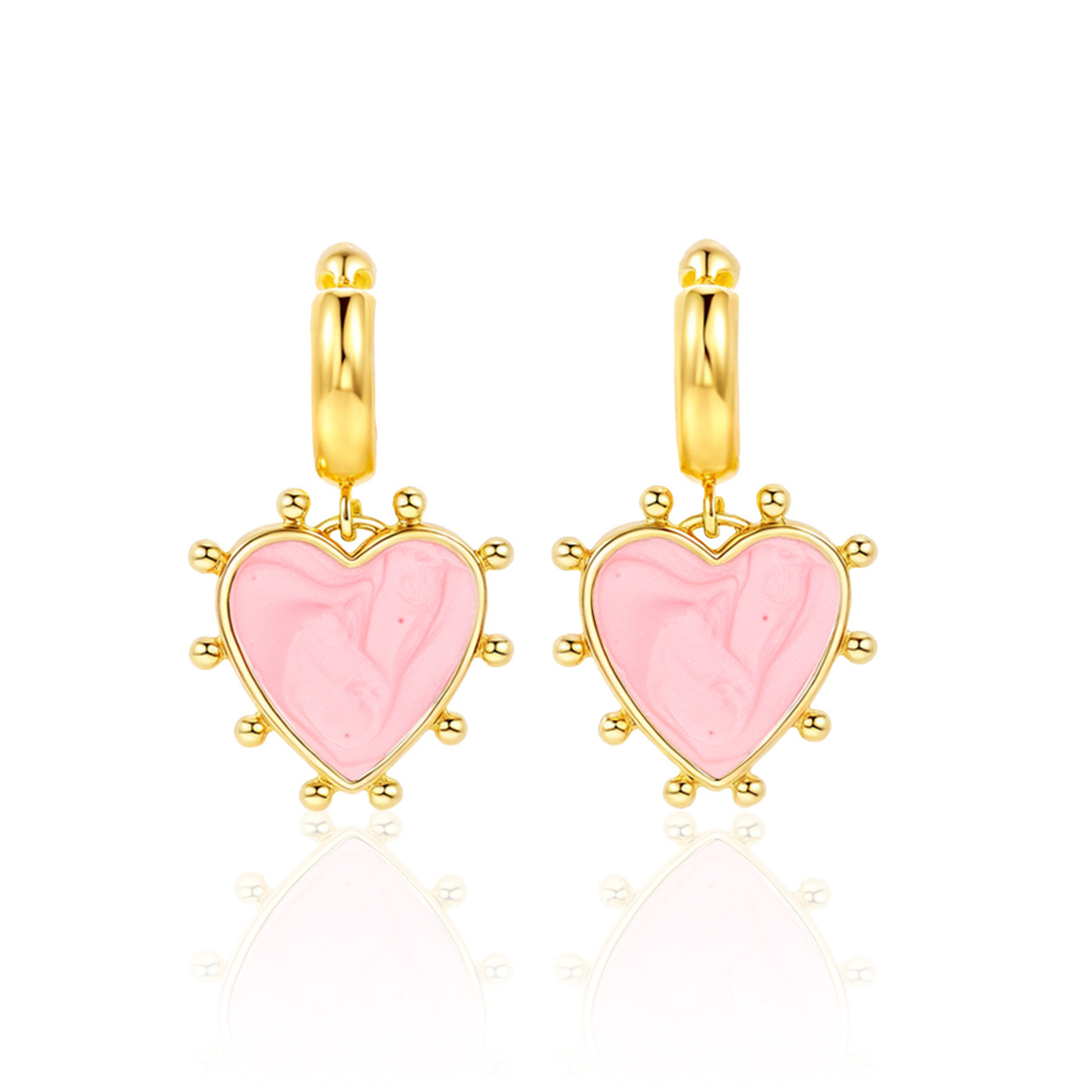 Women's Gender 1 Pair Sweet Classic Style Heart Shape Copper Charm Sleeper Hoop Earrings