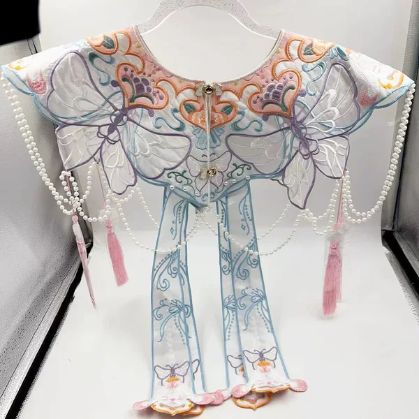 Cloud Shoulder Embroidery Shawl Accessory, High-End New Style Hairpin, Versatile Hanfu Fake Collar, Horse Face Skirt Accessory, Summer Cat Paw