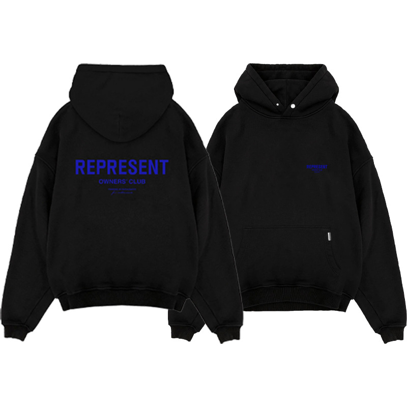 Transfronterizo REPRESENTAR PROPIETARIOS CLUB Terry carta impresión High Street Hombres sueltos suéter con capucha de moda