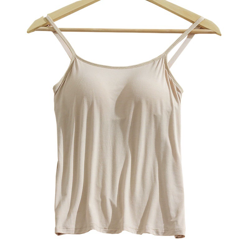 Женская Модальная майка с нагрудной подкладкой, женская летняя Базовая рубашка с спортивным бюстгальтером для йоги