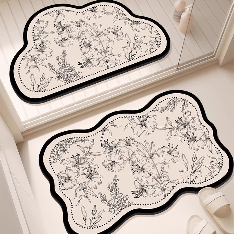 Shaped Cloud Diatomaceous Earth Mat Bathroom Absorbent Quick-Dry Door Mat Tech Velvet Vintage Entrance Mat