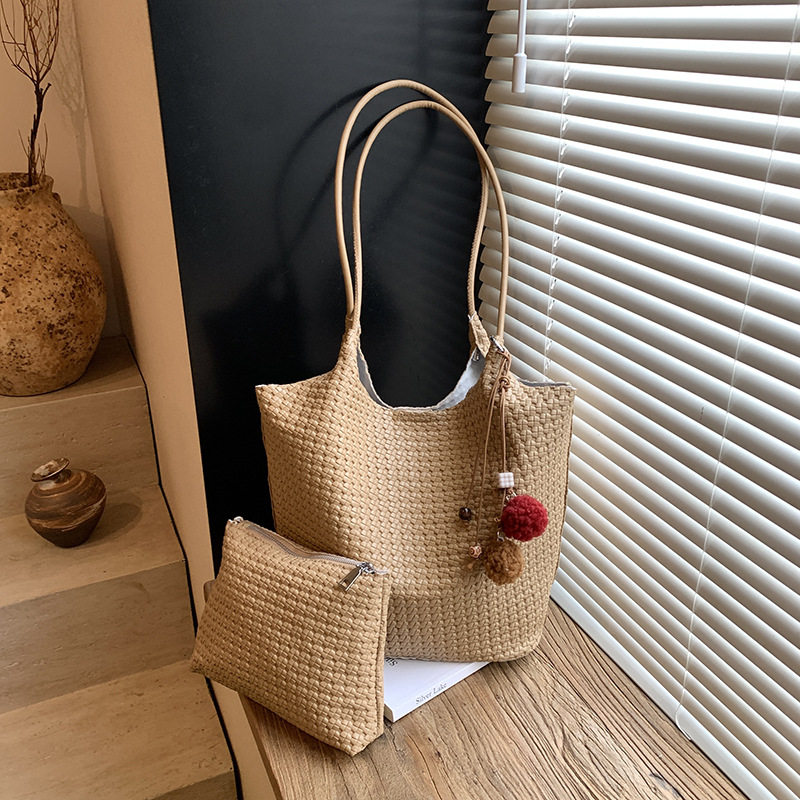 2025 nueva gran capacidad de transporte bolsa bolsa bolsa de mujer tejida bolsa de hombro universal bolsa de mano alta sensación bolsa madre