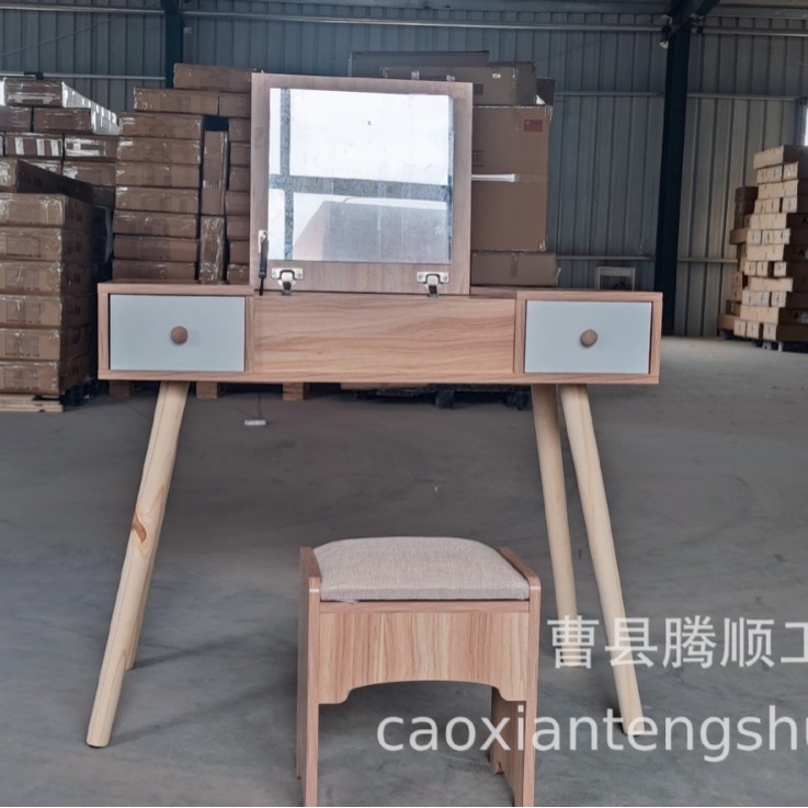 Wooden Dressing Table, Simple Nordic Flip-Top Dressing Table, Modern Household Trendy Makeup Table, Bedroom Factory New Model