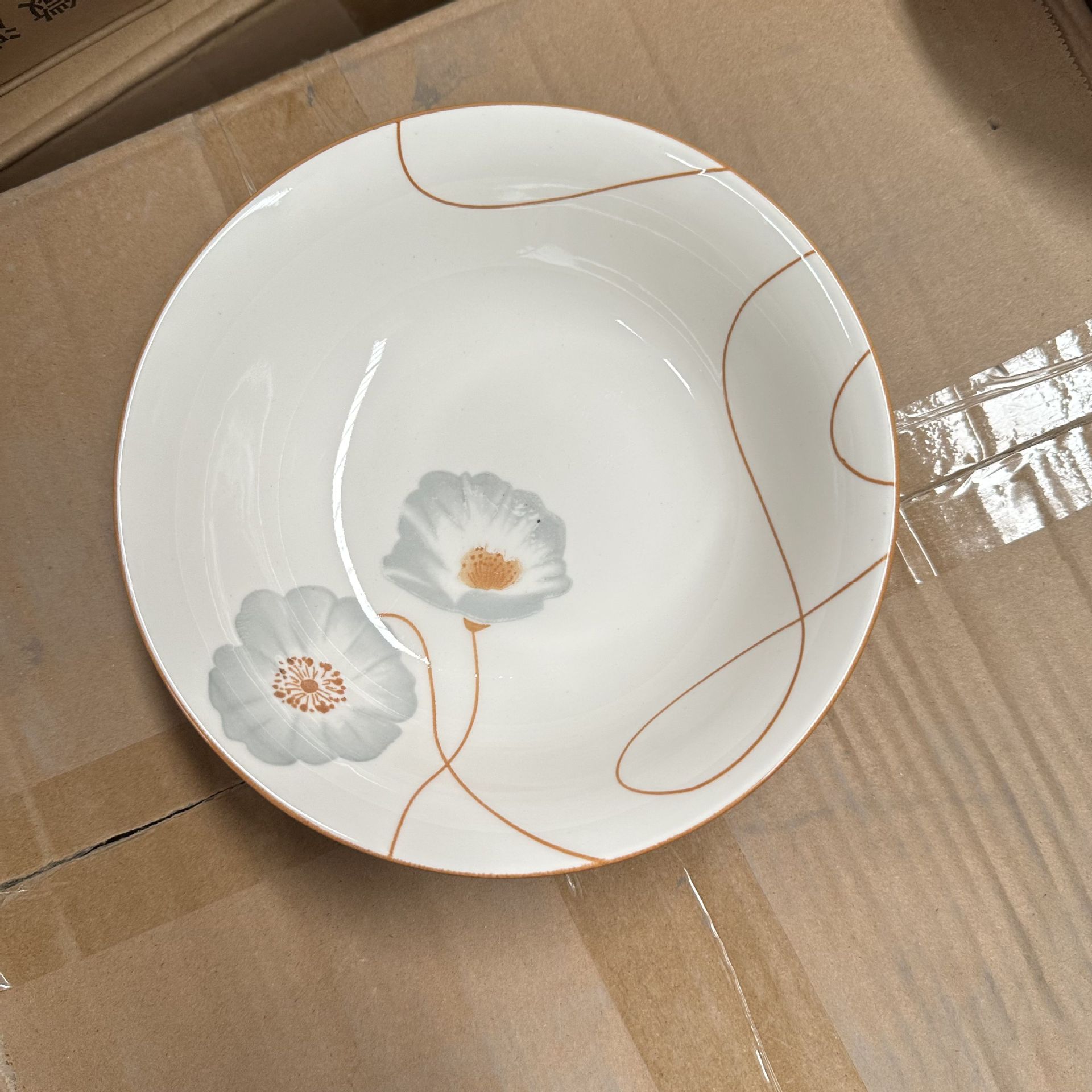 Cerámica de Shanxi de 7 pulgadas tazón de aire gran tazón esmaltado flores impresas regalo tazón de fideos cerámica dos yuanes puestos