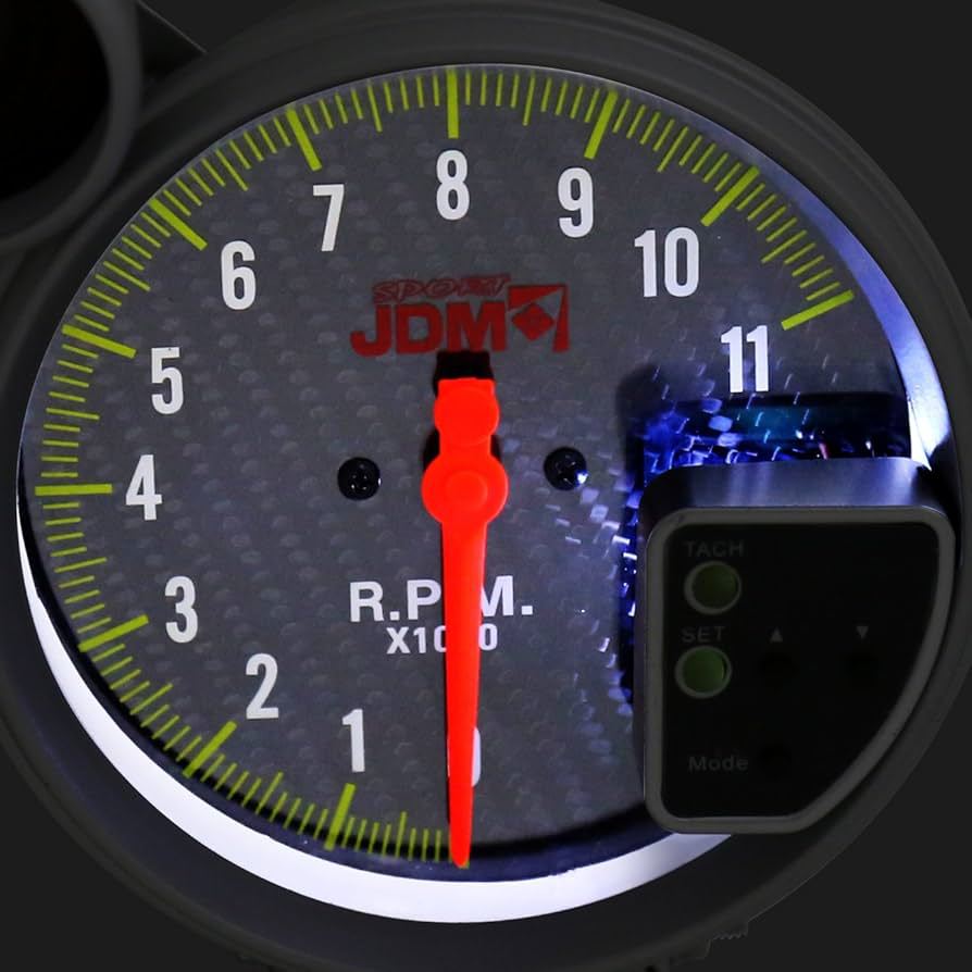 Cross-Border Hot-Selling Product 5inch Car Tachometer with Real Carbon Fiber Surface, Silver Casing, and Alarm Light for Racing Car Modification