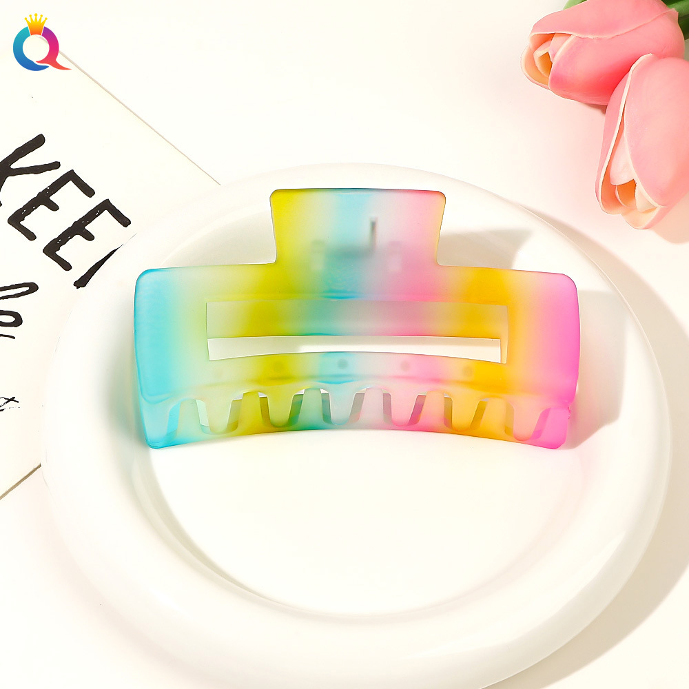 55g Weight Hair Claws Hair Accessories Type 1 Piece Quantity Holiday, Daily Occasion Plastic Material Rainbow Pattern Women's Gender Sweet, Simple Style Style Women's Sweet Simple Style Rainbow Plastic Hair Claws 12
