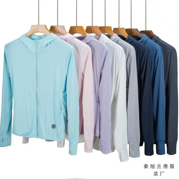UPF50+ couple's ice silk sunscreen jacket, high elasticity, cool feeling, UV protection, hooded windbreaker, quick-dry skin jacket for men and women