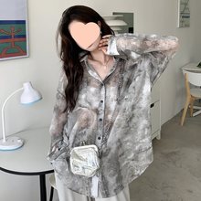 扎染港风衬衫女春夏2025新款大码胖mm设计感防晒外套宽松长袖上衣