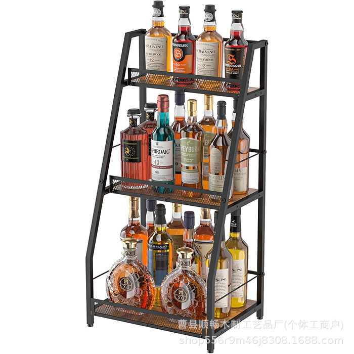 跨境复古美式乡村木制红酒架调味用品厨房置物架多用途多层收纳架