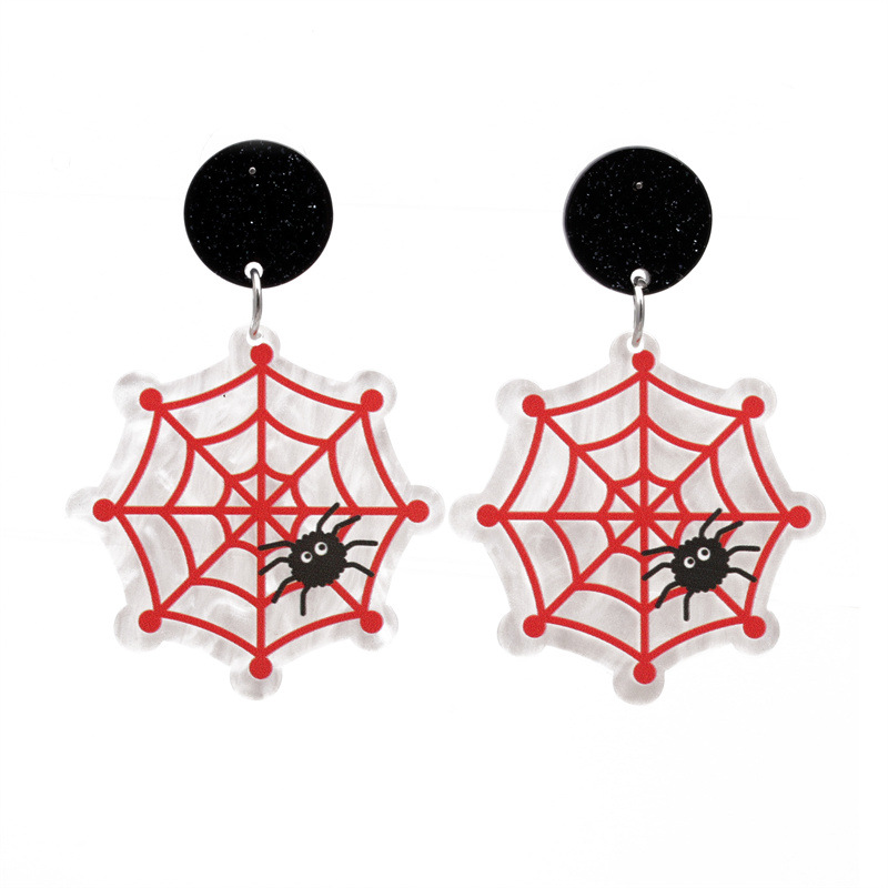 Europeo y americano de Halloween acrílico araña fantasma pendientes personalizados calabaza gato Castillo pendientes joyería de vacaciones