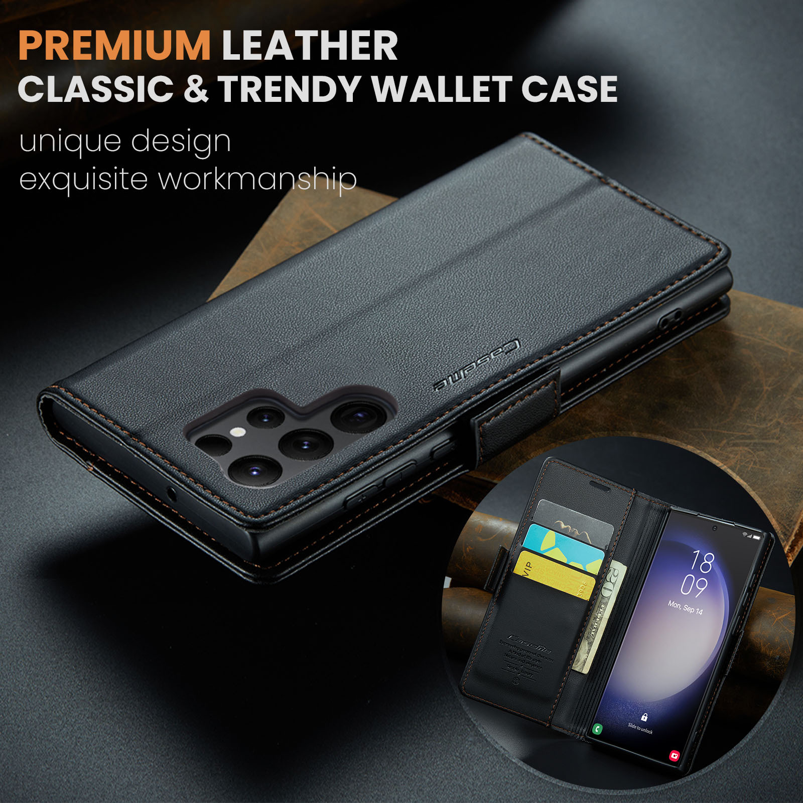 Capa de couro flip com rfid para samsung galaxy s23 ultra a54 a14_voghion.com