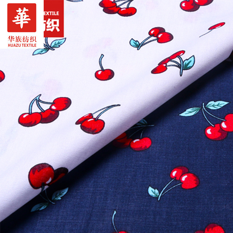 61供应1000多种花型小樱桃卡通小碎花女装童装连衣裙面料现货批发