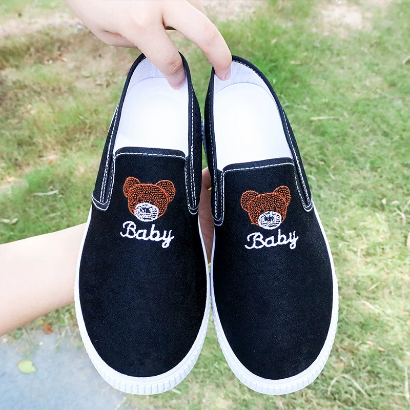 Женские парусиновые туфли на толстой подошве, мультяшная Милая Студенческая обувь, весенне-осенние кроссовки на плоской подошве, повседневная обувь для внешней торговли оптом