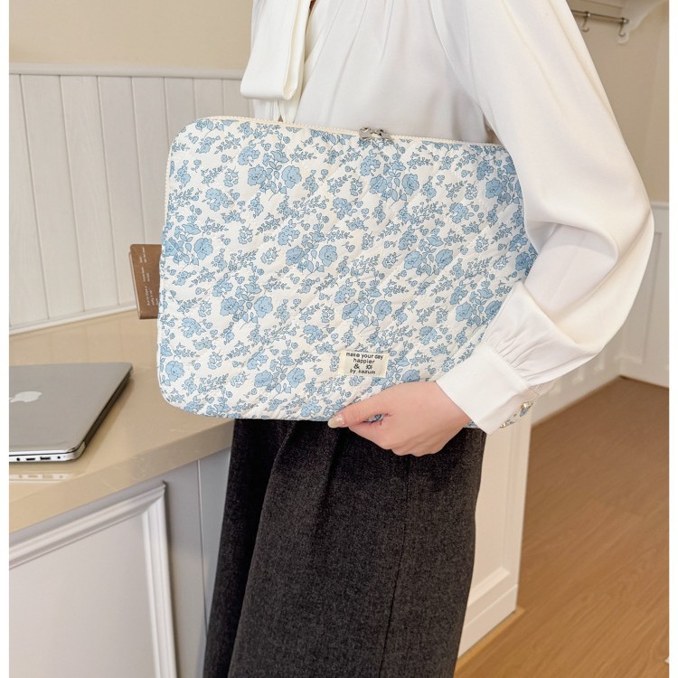 Korean-Style Fresh Floral Computer Bag, Portable 14inch Notebook Sleeve, Lightweight Shockproof Tablet Protective Case