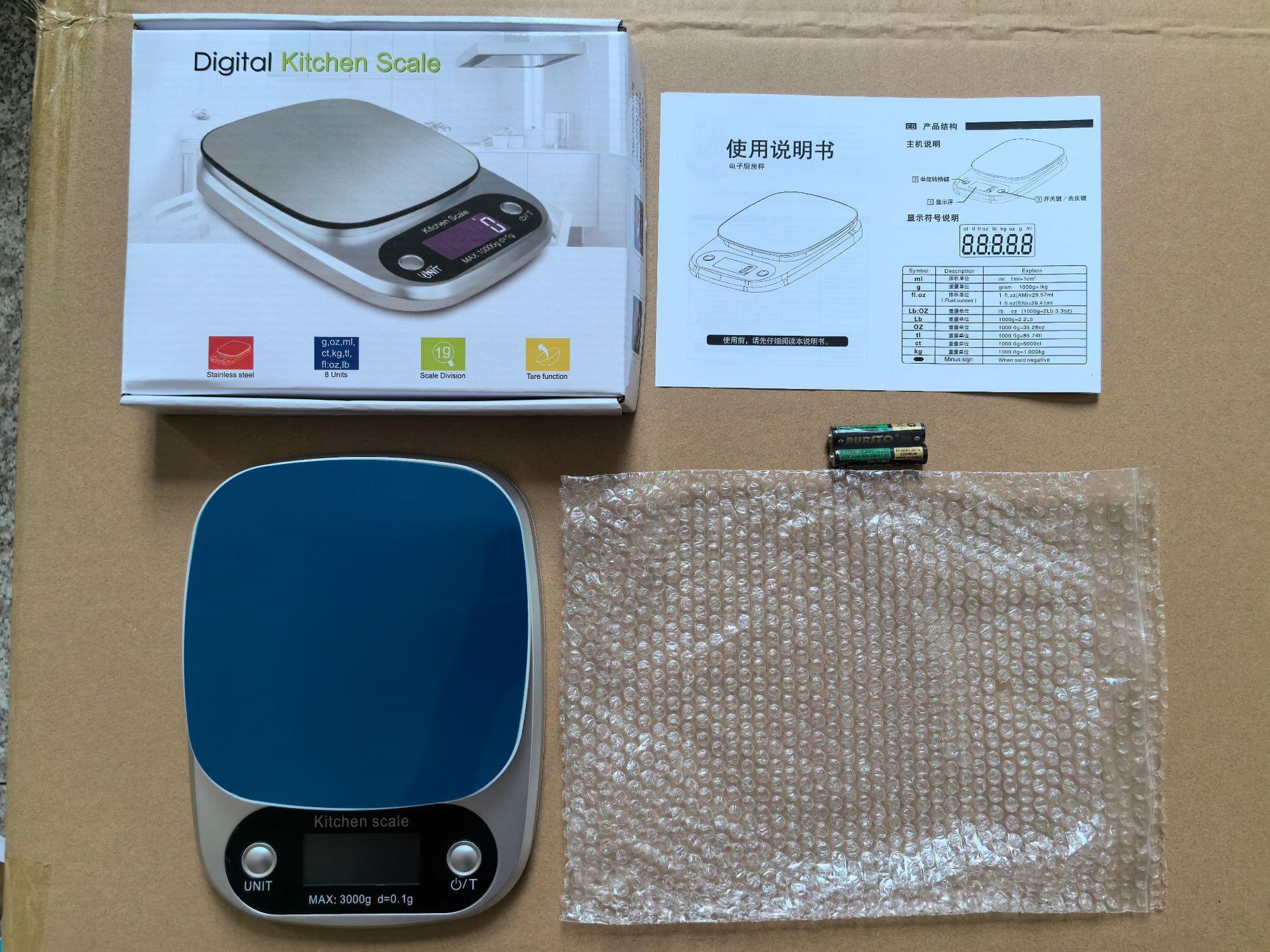 Cross-border stock kitchen electronic scale C305 cooking scale waterproof stainless steel household 10kg food scale kitchen scale