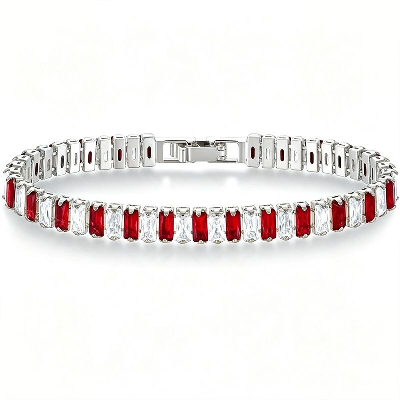 Popular European and American colorful zircon bracelet set, full of diamonds, platinum-plated tennis bracelet set, Amazon's best-selling jewelry